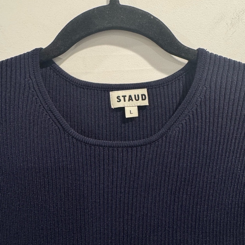 Staud navy Ysabel combo midi dress - Picture 6 of 8